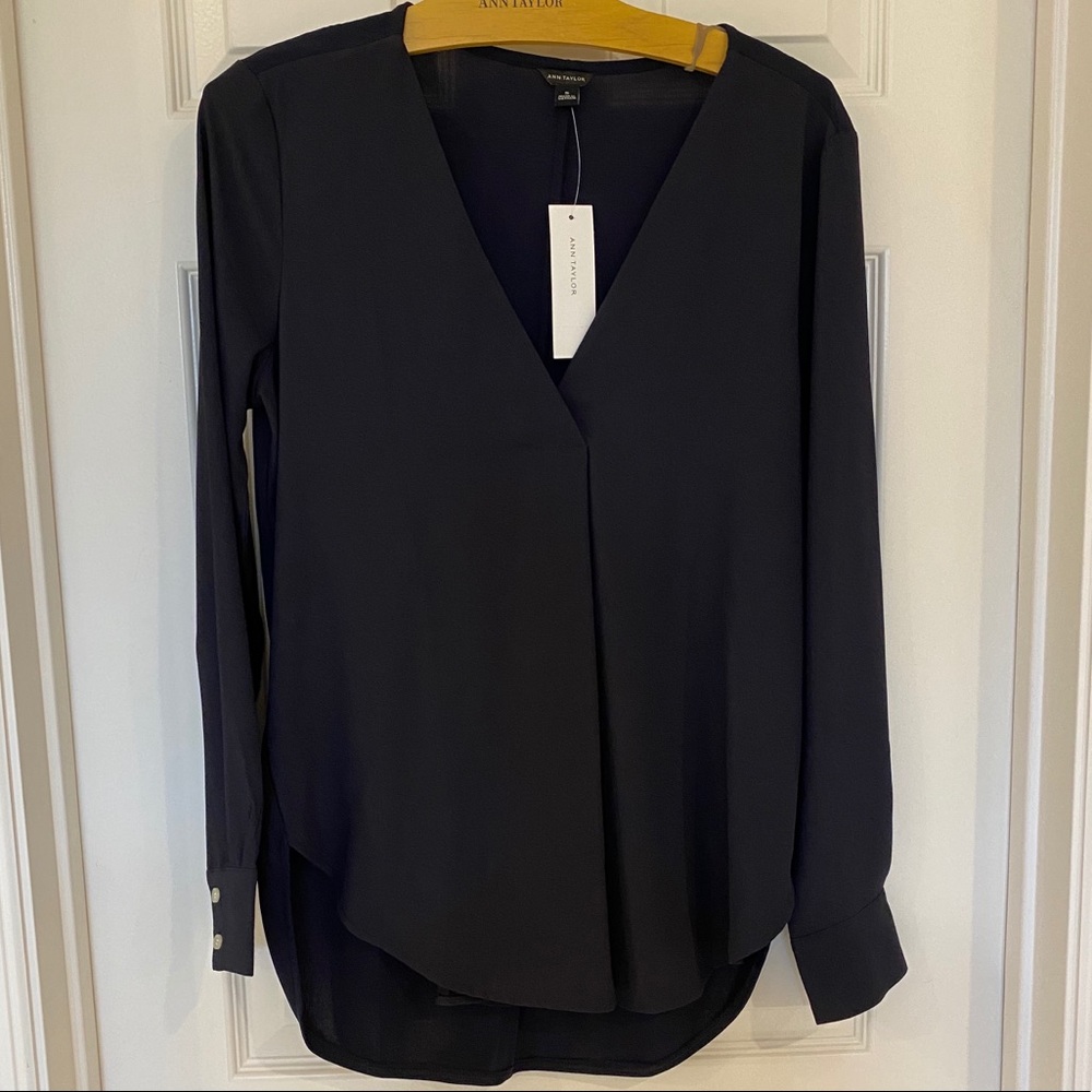 Ann Taylor Navy Blouse New With Tags
